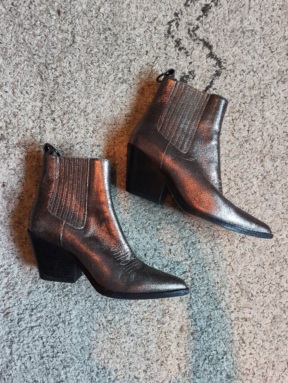 Paige Gunmetal Silver Booties